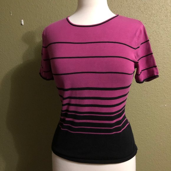 Nygard silk striped short sleeve knit - Picture 2 of 5